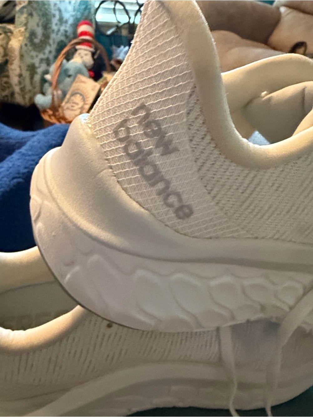New Balance All-White Knit Running Sneakers - Picture 5 of 6